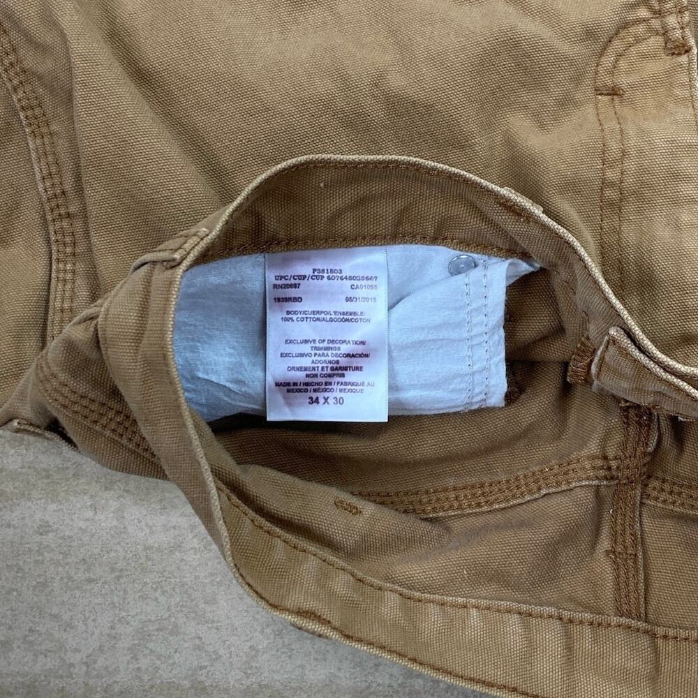 Vintage 90s Dickies Carpenter Pants 34x30 Baggy Wide Leg Tan Canvas Dungarees - Picture 4 of 6